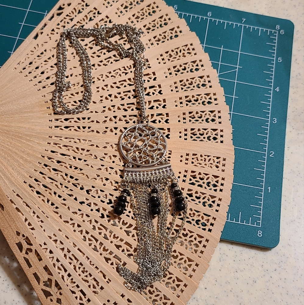 American Vintage Silver and Black Tassel Necklace - Picture 8 of 8